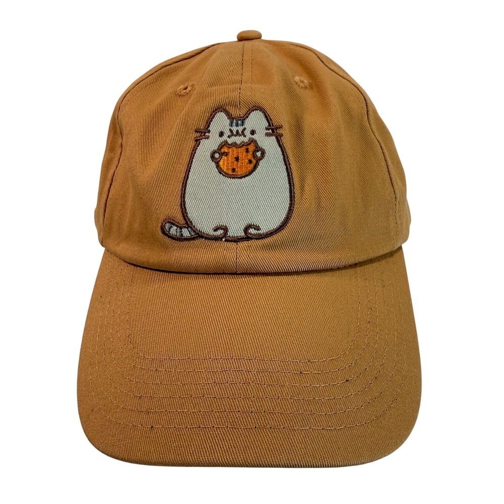 Pusheen the Cat Baseball Cap Women OS Mustard Tan Cookie Graphic CultureFly EUC